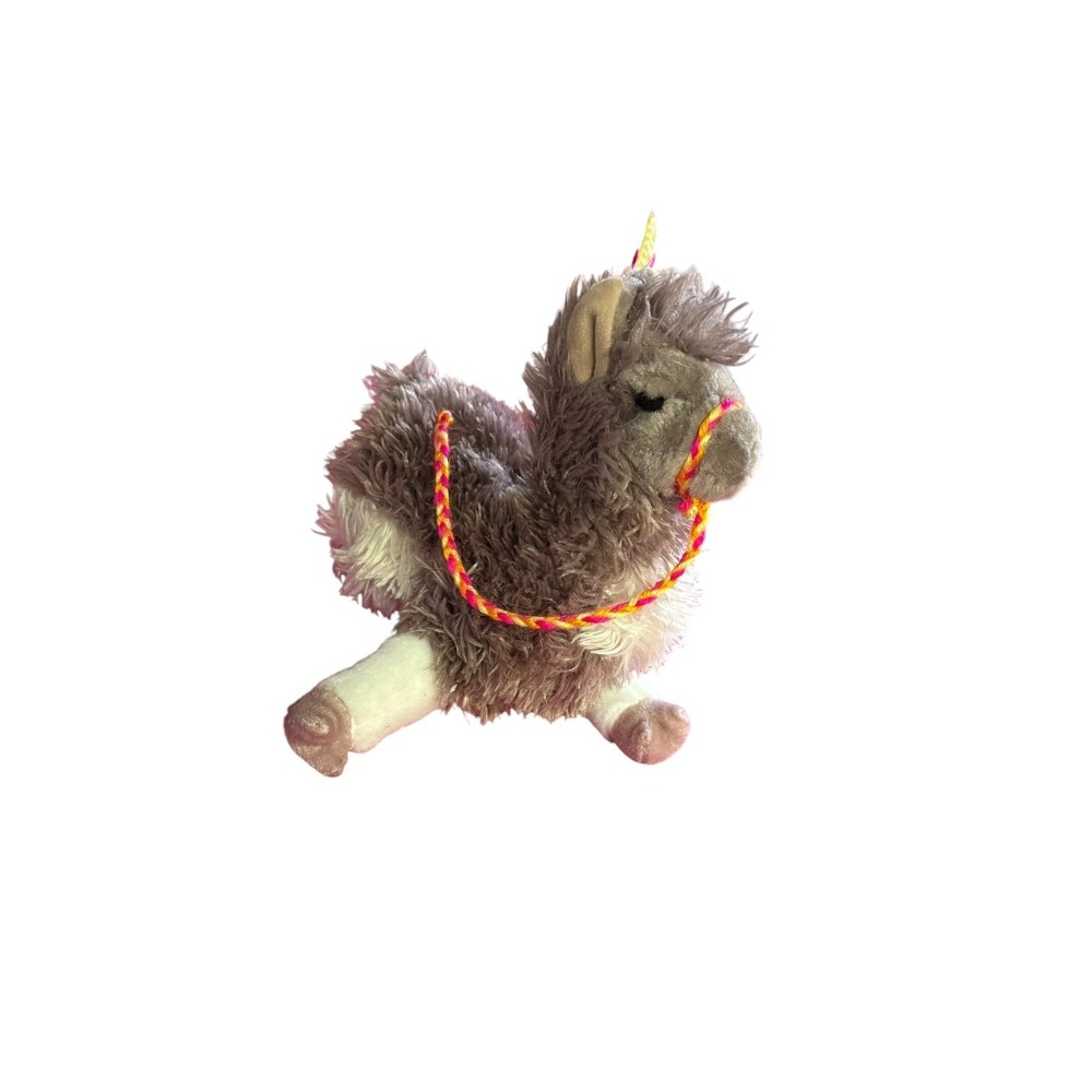 Douglas Llama Alpaca 3155 Plush Stuffed Animal Toy Shaggy Brown White Halter 8"